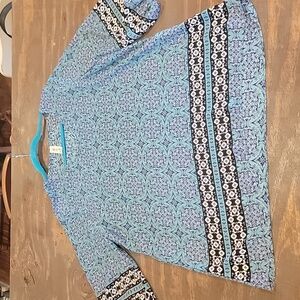 large quarter length blue blouse women's